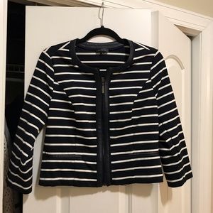 Blue and white striped jacket